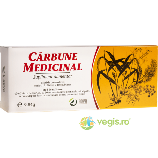 Carbune Medicinal 30cps, ADYA GREEN PHARMA, Capsule, Comprimate, 1, Vegis.ro