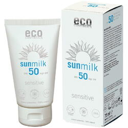 Lapte de Plaja pentru Piele Sensibila cu Ulei de Zmeura SPF 50 Ecologic/Bio 75 ml ECO COSMETICS