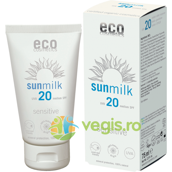 Lapte de Plaja pentru Piele Sensibila cu Ulei de Zmeura SPF 20 Ecologic/Bio 75 ml Cosmetice imagine 2022