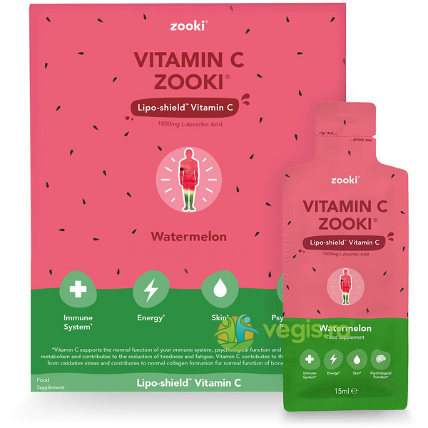 Vitamina C Lipo-Shield cu Aroma de Pepene Verde 20 plicuri, ZOOKI, Vitamina C, 1, Vegis.ro