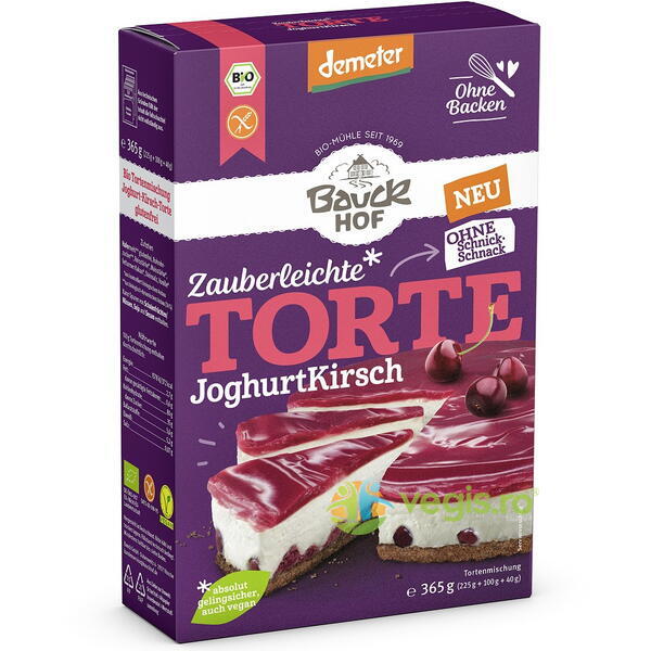 Mix pentru Tort cu Iaurt si Cirese fara Gluten Ecologic/Bio 365g, BAUCKHOF, Alimente BIO/ECO, 1, Vegis.ro