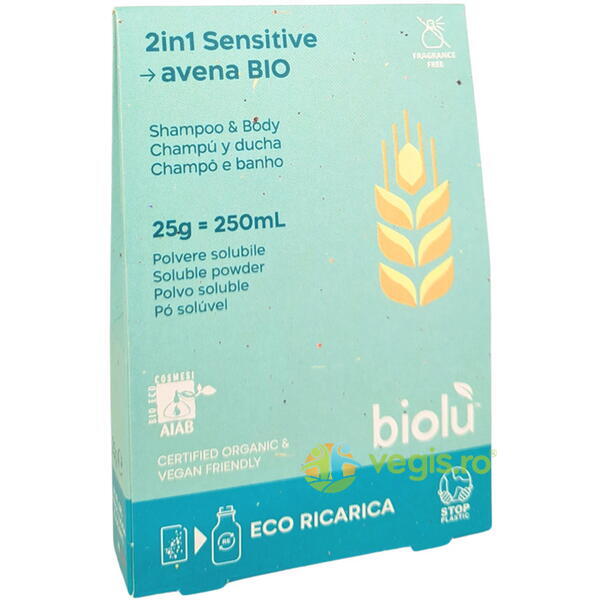 Gel de Dus si Sampon Sensitive Eco-Refill Ecologic/Bio 25g, BIOLU, Sapunuri, Gel dus, 1, Vegis.ro