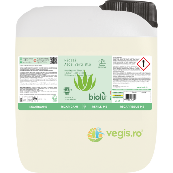 Detergent pentru Vase cu Aloe Vera Ecologic/Bio 5L, BIOLU, Detergent Vase, 1, Vegis.ro