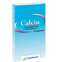 Calciu + Vitamina D3 + Vitamina C 24cpr AMNIOCEN