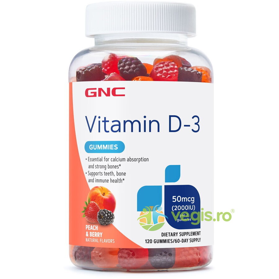 Vitamina D3 50mcg (2000 UI) Naturala din Lanolina 120 jeleuri