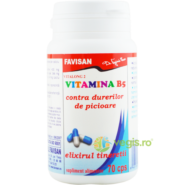 Vitalong 2 cu Vitamina B5 70cps, FAVISAN, Vitamine, Minerale & Multivitamine, 1, Vegis.ro