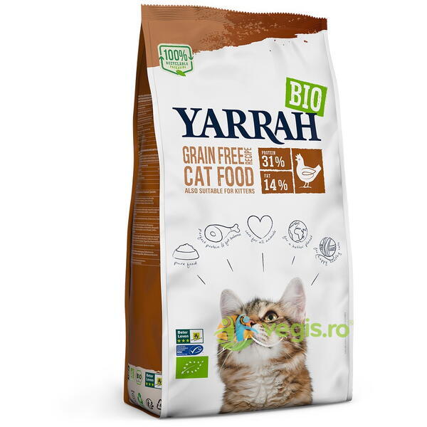 Hrana Uscata cu Pui si Peste pentru Pisici fara Cereale Ecologica/Bio 800g, YARRAH, Hrana pentru Animale, 1, Vegis.ro