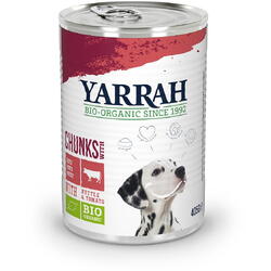Bucati de Hrana cu Carne de Vita pentru Caini Ecologice/Bio 405g YARRAH