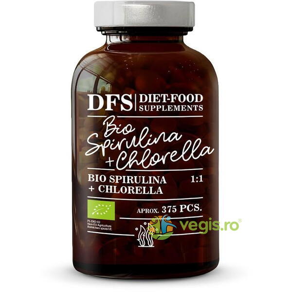 Spirulina + Chlorella 400mg Ecologica/Bio 375cps, DIET FOOD, Capsule, Comprimate, 1, Vegis.ro