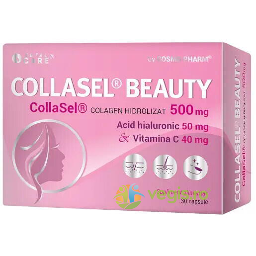 Collasel Beauty Colagen Hidrolizat, Acid Hialuronic si Vitamina C 30cps, COSMOPHARM, Capsule, Comprimate, 1, Vegis.ro
