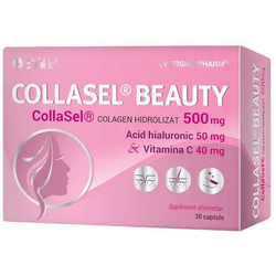 Collasel Beauty Colagen Hidrolizat, Acid Hialuronic si Vitamina C 30cps COSMOPHARM