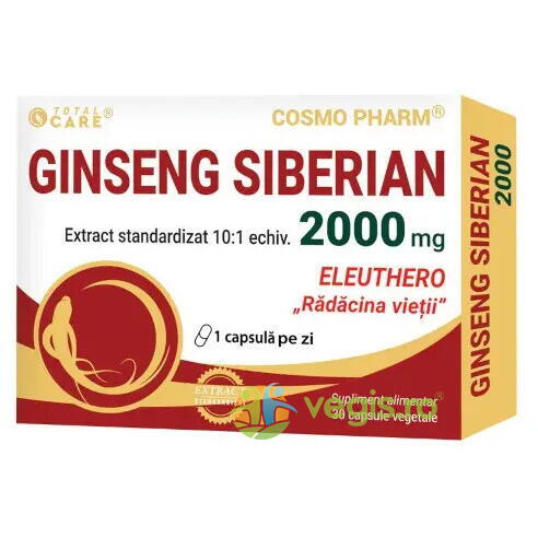 Ginseng Siberian 2000mg 30cps, COSMOPHARM, Remedii Capsule, Comprimate, 1, Vegis.ro