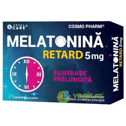 Melatonina Retard 5mg 30cps, COSMOPHARM, Capsule, Comprimate, 1, Vegis.ro