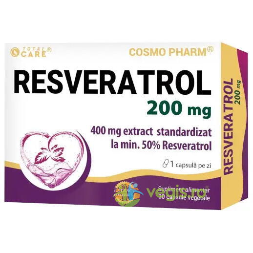 Resveratrol 200mg 30cps, COSMOPHARM, Remedii Capsule, Comprimate, 1, Vegis.ro