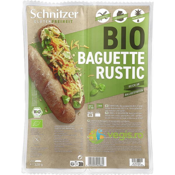 Bagheta Rustica fara Gluten Ecologica/Bio 320g, SCHNITZER, Alimente BIO/ECO, 1, Vegis.ro