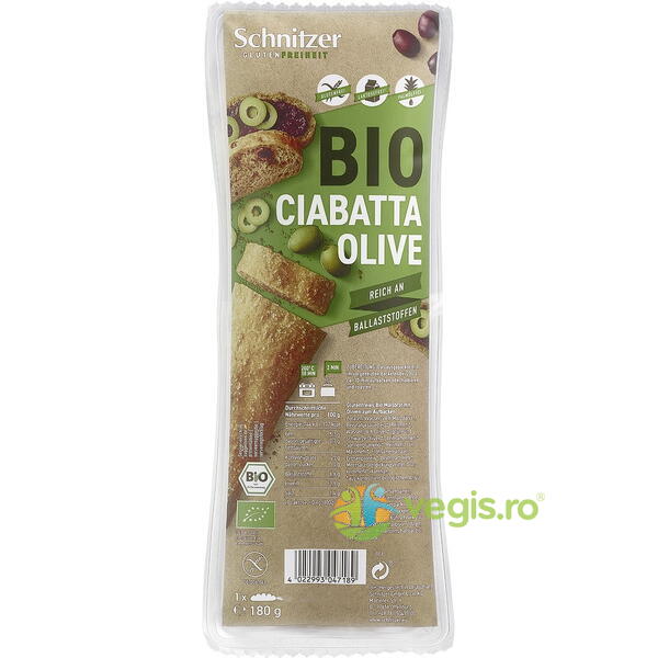 Ciabatta cu Masline fara Gluten Ecologica/Bio 180g, SCHNITZER, Alimente BIO/ECO, 1, Vegis.ro