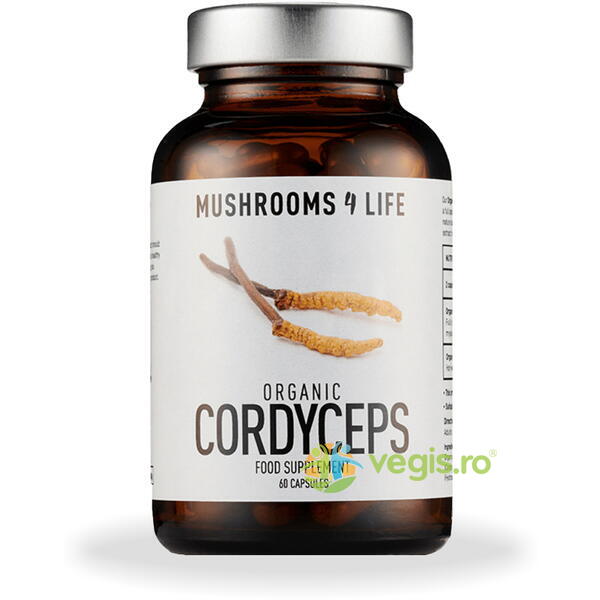 Cordyceps Mushroom 1000mg Full Spectrum 60cps, MUSHROOMS4LIFE, Remedii Capsule, Comprimate, 3, Vegis.ro