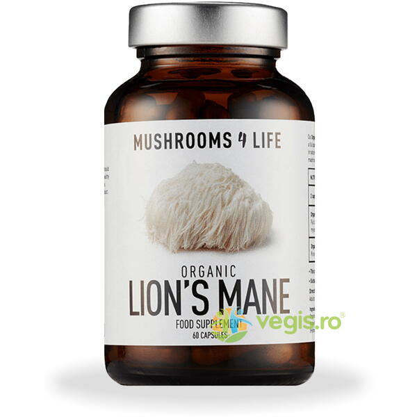 Lions Mane Mushroom 1000mg Full Spectrum 60cps, MUSHROOMS4LIFE, Remedii Capsule, Comprimate, 3, Vegis.ro