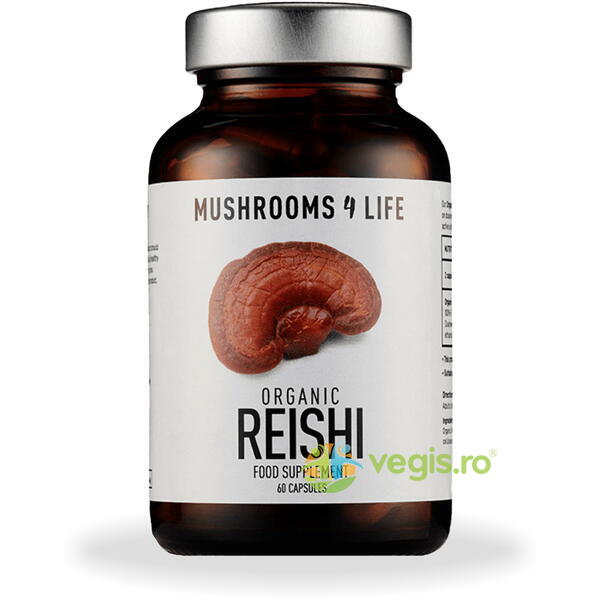 Reishi Mushroom 800mg Full Spectrum 60cps, MUSHROOMS4LIFE, Remedii Capsule, Comprimate, 3, Vegis.ro