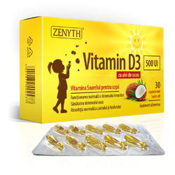 Vitamin D3 500 UI cu Ulei de Cocos pentru Copii 30cps ZENYTH PHARMA