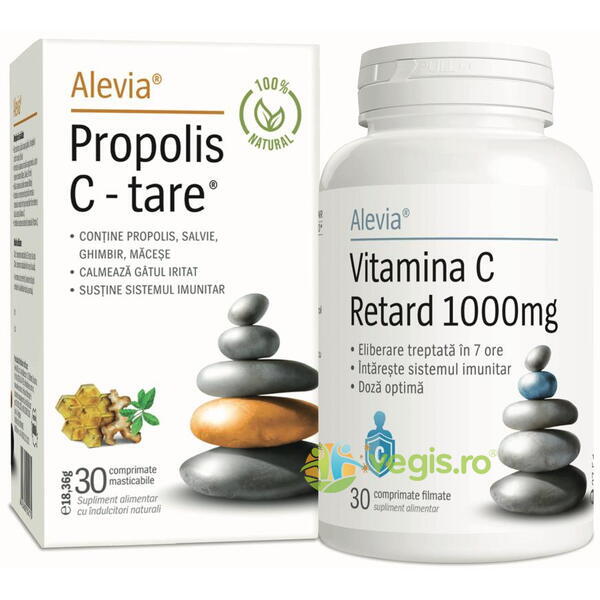 Pachet Propolis C-tare 30cps + Vitamina C Retard 1000mg 30cps, ALEVIA, Capsule, Comprimate, 1, Vegis.ro