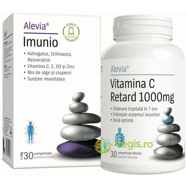 Pachet Imunio 30cps + Vitamina C Retard 1000mg 30cps, ALEVIA, Capsule, Comprimate, 1, Vegis.ro