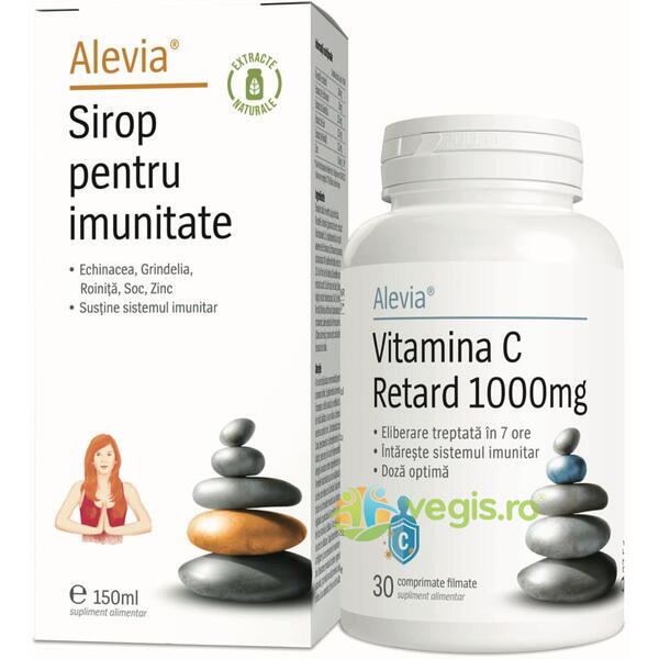 Sirop pentru Imunitate 150ml + Vitamina C Retard 1000mg 30cps, ALEVIA, Pachete Suplimente, 1, Vegis.ro