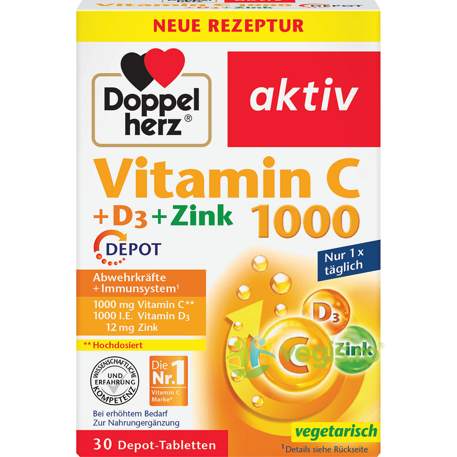 Vitamina C+D3+Zinc 1000 30tb