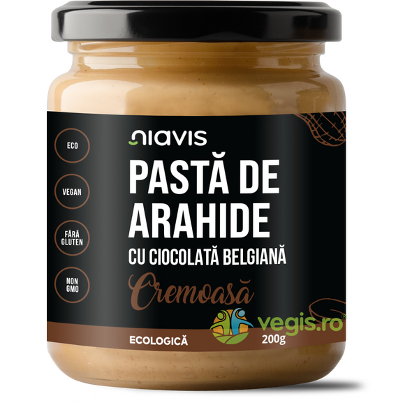 Pasta de Arahide cu Ciocolata Belgiana Cremoasa Ecologica/Bio 200g, NIAVIS, Creme tartinabile, 1, Vegis.ro