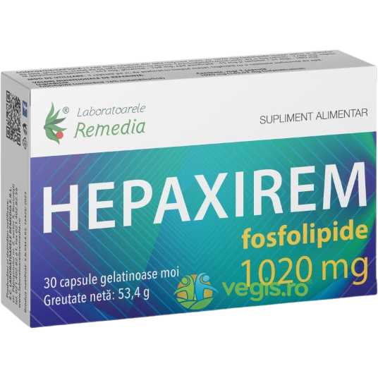 Hepaxirem Fosfolipide 30cps moi, REMEDIA, Remedii Capsule, Comprimate, 1, Vegis.ro