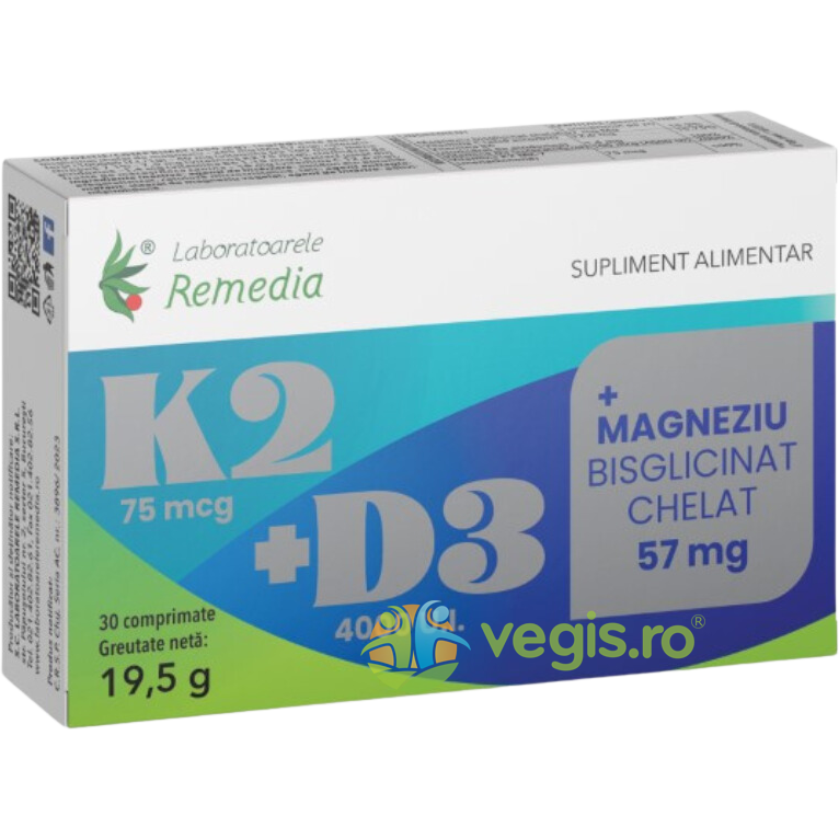 K2+D3+Magneziu Bisglicinat Chelat 30cpr
