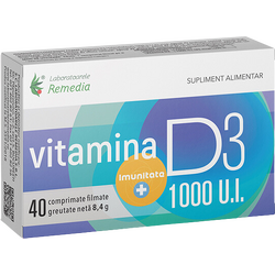 Vitamina D3 1000UI 40cpr REMEDIA
