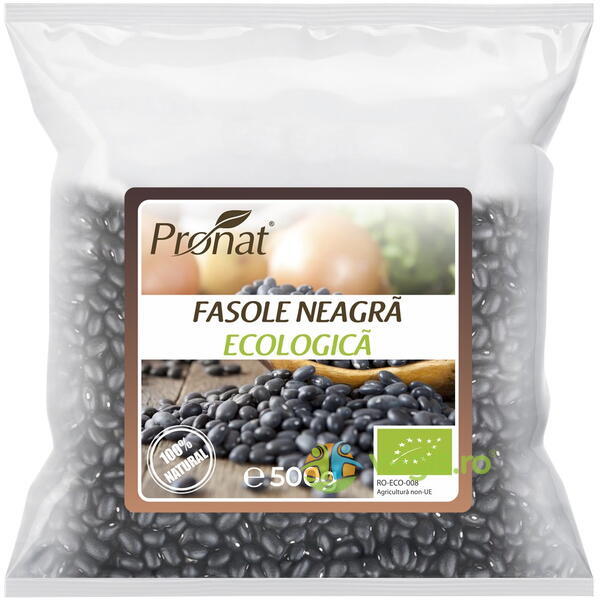 Fasole Neagra Ecologica/Bio 500g, Pronat Foil Pack, Leguminoase, 1, Vegis.ro