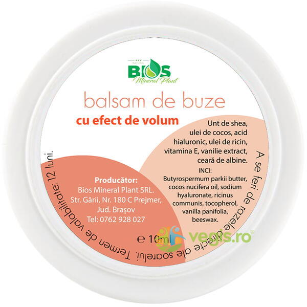 Balsam de Buze cu Efect de Volum 10ml, BIOS MINERAL PLANT, Cosmetice ten, 1, Vegis.ro