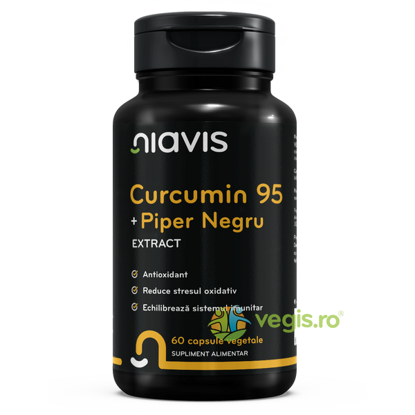 Curcumin 95 + Piper Negru Extract 60cps, NIAVIS, Remedii Capsule, Comprimate, 1, Vegis.ro