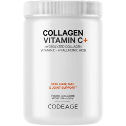 Colagen Hidrolizat cu Vitamina C si Acid Hialuronic CodeAge 283g GNC