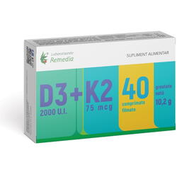 Vitamina D3 2000U.I + K2 75mcg 40cpr REMEDIA