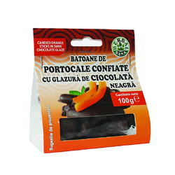 Batoane de Portocale Confiate cu Ciocolata Neagra 100g HERBAVIT