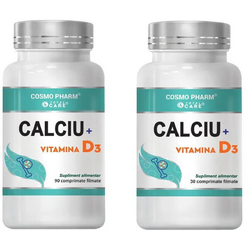 Pachet Calciu + Vitamina D3 90tb + 30tb COSMOPHARM