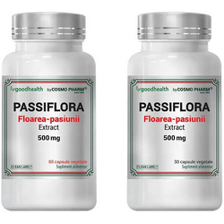 Pachet Passiflora (Floarea Pasiunii) Extract 500mg 60cps + 30cps COSMOPHARM
