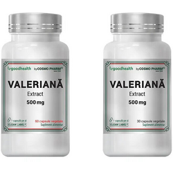 Pachet Valeriana Extract 500mg 60cps + 30cps COSMOPHARM