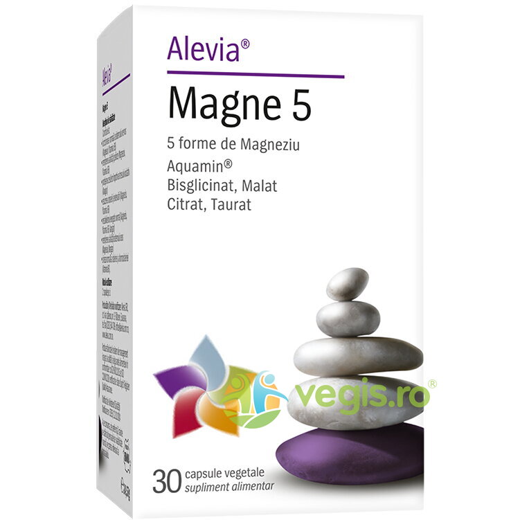 Magne 5 (Magneziu Aquamin, Bisglicinat, Malat, Citrat, Taurat) 30cps vegetale