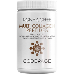 Colagen Hidrolizat din 5 Surse sub Forma de Peptide cu Cafea Kona Solubila CodeAge 408g GNC
