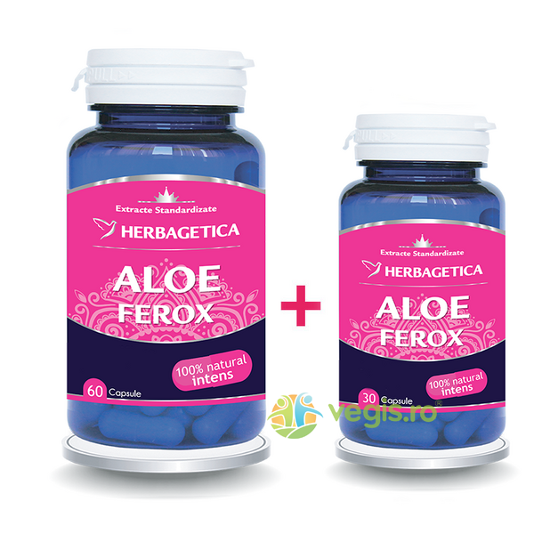 Pachet Aloe Ferox 60cps+30cps Promo, HERBAGETICA, Ingrediente Cosmetice Naturale, 1, Vegis.ro
