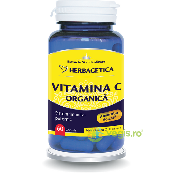 Vitamina C Organica 60cps, HERBAGETICA, Remedii Capsule, Comprimate, 1, Vegis.ro