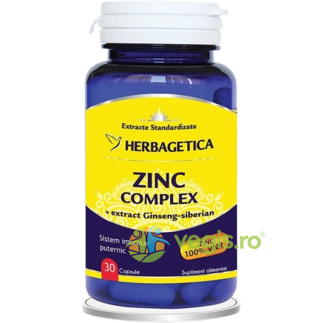Zinc Complex 30cps, HERBAGETICA, Capsule, Comprimate, 1, Vegis.ro