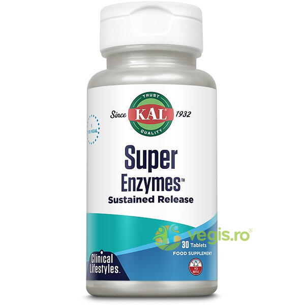 Super Enzymes 30tb Secom,, KAL, Capsule, Comprimate, 1, Vegis.ro
