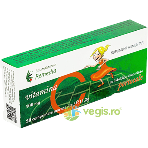 Vitamina C pentru Copii cu Portocale 100mg 20cpr, REMEDIA, Capsule, Comprimate, 1, Vegis.ro