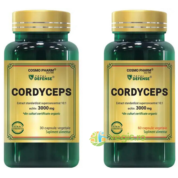 Cordyceps 300mg 60cps + 30cps, COSMOPHARM, Pachete Suplimente, 3, Vegis.ro