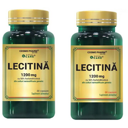 Pachet Lecitina 1200mg 60cps + 30cps COSMOPHARM